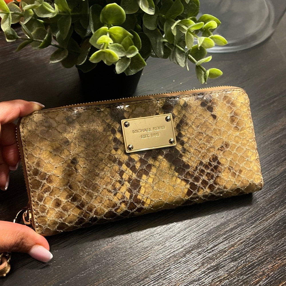 Michael Kors Brown Python Snake Print Wallet/Wristlet